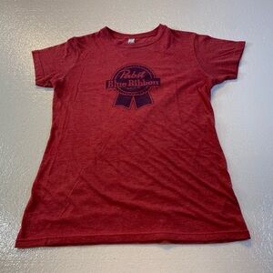 Women's Light Red (Rustic) Short Sleeve Pabst Blue Ribbon Tee